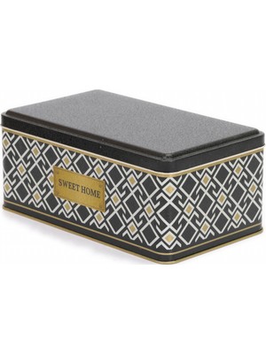 EVLE TURKİSH BLACK DESENLİ METAL SAKLAMA KABI DİKDÖRTGEN DÜZ KAPAK 3,95 LT