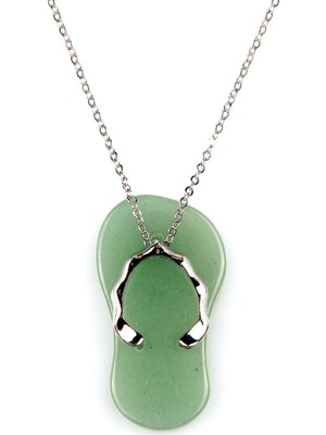 Alibaba Doğaltaş Aventurin Doğal Taş Terlik Model Kolye