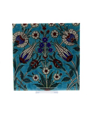 Otantik Çini Turkuaz Lale Kuwars Islak Kuru Duvar Kaplama Karo