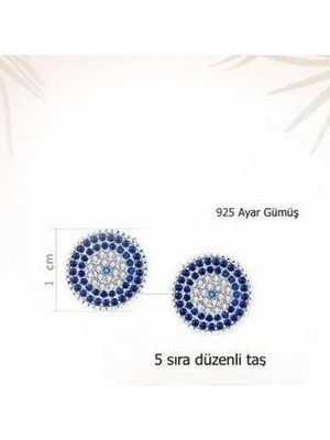 Enes Store 925 Ayar 5 Sıra Nazar Boncuk Gümüş Küpe