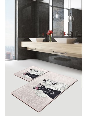 Chilai Home Weddıng 2'li Set Banyo Halısı, Paspas Djtbanyo
