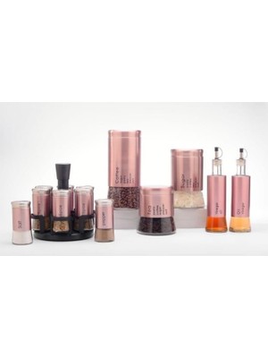 Winterbach 14 Parça Metal Cam Baharat Mutfak Takımı H4185 Rosegold