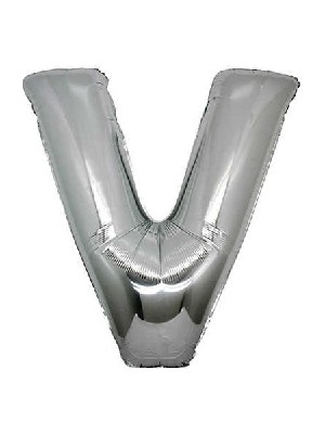 White Süs Folyo Balon Harf V Gümüş 16" 40 cm