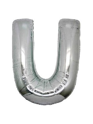 White Süs Folyo Balon Harf U Gümüş 16" 40 cm
