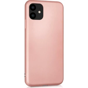 Case 4U Apple iPhone 11 Kılıf Klasik Mat Renkli Yumuşak Premier Silikon Rose Gold
