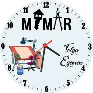 Mimar Hediyesi Isimli Ofis Cam Duvar Saati