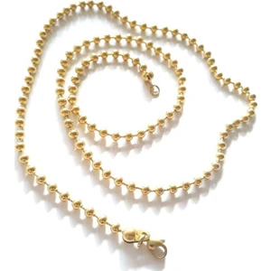 Sarı Çelik Top Model Erkek Kolye Zincir 3 mm 65 cm