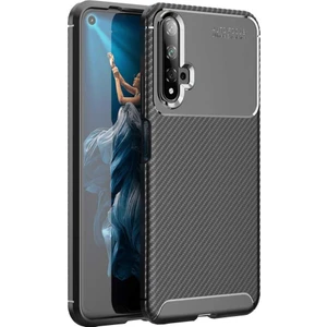 Huawei Nova 5T Kılıf Zore Negro Antişok Karbon Silikon Siyah
