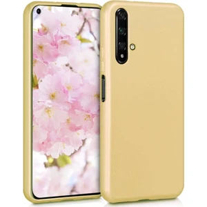 Huawei Nova 5T Kılıf Zore Premier Mat Esnek Silikon Gold