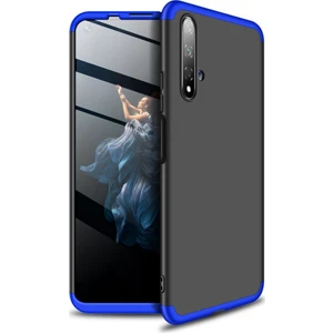 Huawei Nova 5T Kılıf Zore 360 Tam Koruma 3 Parça Ays Kapak Siyah - Mavi