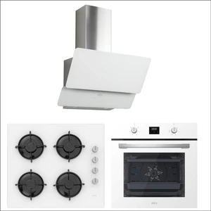 Beyaz Cam Ankastre Set - ( Fırın AEF6603W02 - Ocak ACO5335W01 - Davlumbaz 3471W6 )