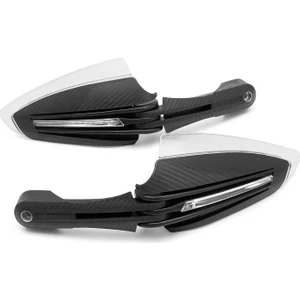 Çift Ledli Karbon Motosiklet Elcik Koruma Siyah