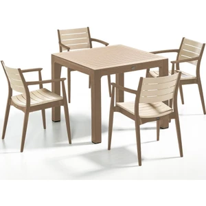 Regnum Bahçe Seti - 4 Sandalye + 1 Camlı Masa Takımı Çöl Kahvesi/kappuçino