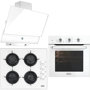 Homtego 3'lü Kristal Ankastre Set Beyaz (A6-SF2 Fırın + 40TAHDF Ocak + DA6-830 Davlumbaz)