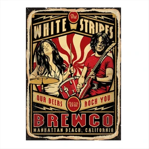 White Stripes Art Mdf Poster