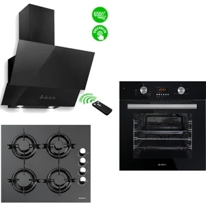 Black Point 3'Lü Ankastre Set (A6SF2 6DT Ankastre Fırın + KO-40 TAHDF Siyah Ankastre Cam Ocak + KO-735 Siyah Davlumbaz)