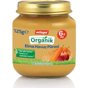 Organik Elma Havuç Püresi Kavanoz 125 g 6+ Ay