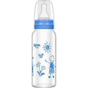 Wee Baby Isıya Dayanıklı Cam Biberon 180 ml -  KOD 140 MAVİ