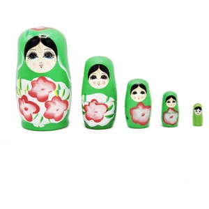 Dünyadan Hediyeler Ahşap Matruşka Bebek 5 li Set Yeşil No.2