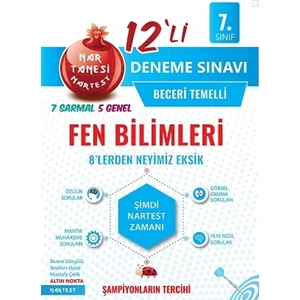Nartest Yayınevi 7. Sınıf Nar Tanesi Fen Bilimleri Beceri Temelli 12'li Deneme Sınavı