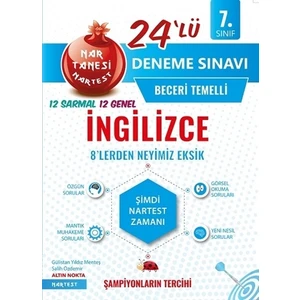 Nartest Yayınevi 7. Sınıf Nar Tanesi İngilizce Beceri Temelli 24'lü Deneme Sınavı