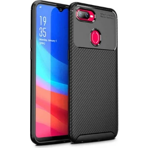 Oppo A5S AX7 Kılıf Zore Negro Antişok Karbon Silikon Kapak Siyah