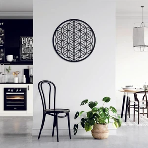 Kara Koç Eğitim Araçları Ahşap Yaşam Çiçeği Kutsal Geometri Dekoratif Tablo