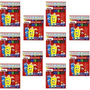 Yarım Boy 12 Renk Kuru Boya Kalemi 10'lu