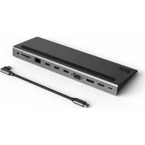 BX12HB Type C™ to 2xUSB3.0 Gigabit Ethernet USB2.0 VGA HDMI 4K Ultra Hd Display PD Şarj Audio Mikrofon 2*SD Kart 11 Port Adaptör