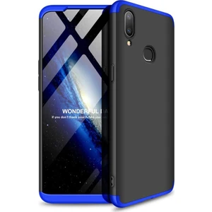 Samsung Galaxy A10S Kılıf Zore 360 Tam Koruma 3 Parça Ays Kapak Siyah - Mavi