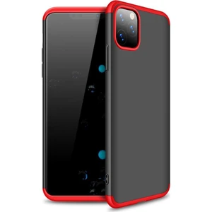 Apple iPhone 11 Pro Max Kılıf Zore 360 Tam Koruma 3 Parça Ays Kapak Siyah - Kırmızı