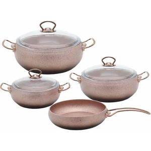 Oms 3023 Topchef 7 Parça Granit Küre Tencere Seti Rosegold