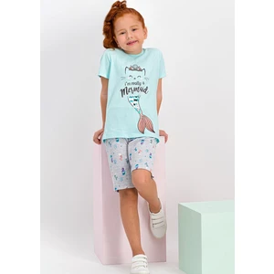 Really Mermaid Nil Yeşil Kız Çocuk Kapri Takım