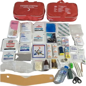 Deprem Çantası Acil Ilk Yardım Çantası Kırmızı Full Içerik