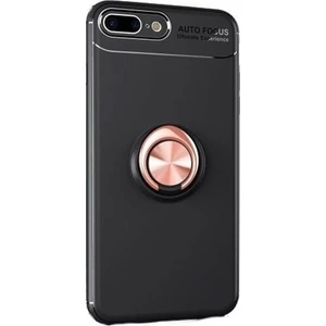 Tekno Grup Apple iPhone 6 Plus Kılıf Ultra Korumalı Yüzüklü Manyetik Ravel Silikon Siyah - Rose