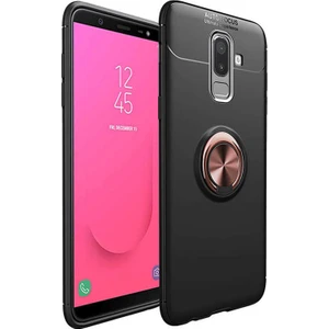 Tekno Grup Samsung Galaxy J8 Kılıf Ultra Korumalı Yüzüklü Manyetik Ravel Silikon Siyah - Rose