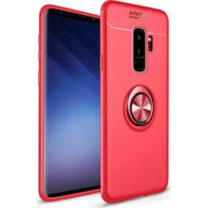 Tekno Grup Samsung Galaxy S9 Plus Kılıf Ultra Korumalı Yüzüklü Manyetik Ravel Silikon Kırmızı