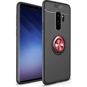 Tekno Grup Samsung Galaxy S9 Plus Kılıf Ultra Korumalı Yüzüklü Manyetik Ravel Silikon Siyah - Kırmızı