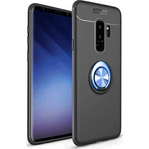 Tekno Grup Samsung Galaxy S9 Plus Kılıf Ultra Korumalı Yüzüklü Manyetik Ravel Silikon Siyah - Mavi