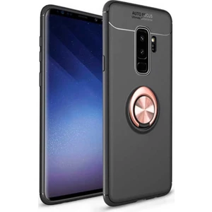 Tekno Grup Samsung Galaxy S9 Plus Kılıf Ultra Korumalı Yüzüklü Manyetik Ravel Silikon Siyah - Rose