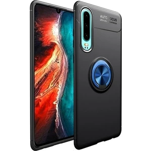 Tekno Grup Huawei P30 Kılıf Ultra Korumalı Yüzüklü Manyetik Ravel Silikon Siyah - Mavi