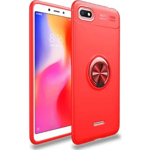 Tekno Grup Xiaomi Redmi 6A Kılıf Ultra Korumalı Yüzüklü Manyetik Ravel Silikon Kırmızı