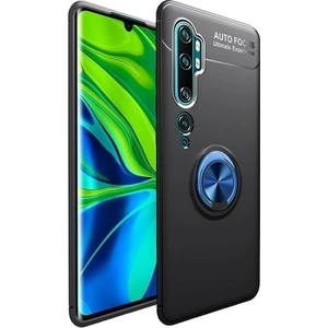 Tekno Grup Xiaomi Mi Note 10 Kılıf Ultra Korumalı Yüzüklü Manyetik Ravel Silikon Siyah - Mavi