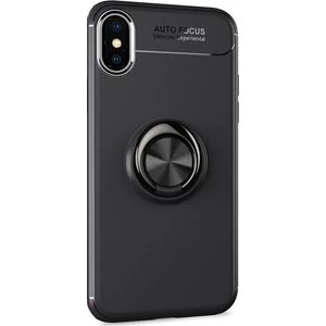 Tekno Grup Apple iPhone XR Kılıf Ultra Korumalı Yüzüklü Manyetik Ravel Silikon Siyah + Cam Ekran Koruyucu