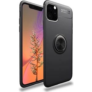 Tekno Grup Apple iPhone 11 Kılıf Ultra Korumalı Yüzüklü Manyetik Ravel Silikon Siyah + Cam Ekran Koruyucu