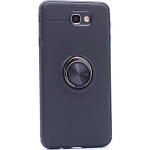 Tekno Grup Samsung Galaxy J7 Prime 2 Kılıf Ultra Korumalı Yüzüklü Manyetik Ravel Silikon Siyah + Cam Ekran Koruyucu