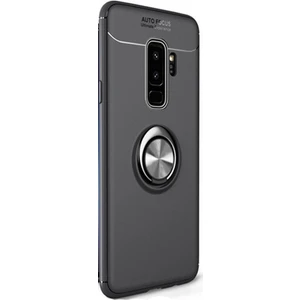 Tekno Grup Samsung Galaxy S9 Kılıf Ultra Korumalı Yüzüklü Manyetik Ravel Silikon Siyah + Tam Kaplayan 3D Cam Ekran Koruyucu