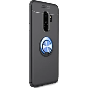 Tekno Grup Samsung Galaxy S9 Kılıf Ultra Korumalı Yüzüklü Manyetik Ravel Silikon Siyah - Mavi + Tam Kaplayan 3D Cam Ekran Koruyucu
