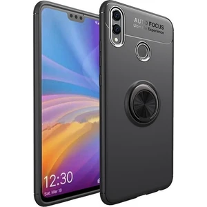 Tekno Grup Honor 8C Kılıf Ultra Korumalı Yüzüklü Manyetik Ravel Silikon Siyah + Cam Ekran Koruyucu