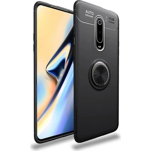 Tekno Grup Xiaomi Redmi 8 Kılıf Ultra Korumalı Yüzüklü Manyetik Ravel Silikon Siyah + Cam Ekran Koruyucu